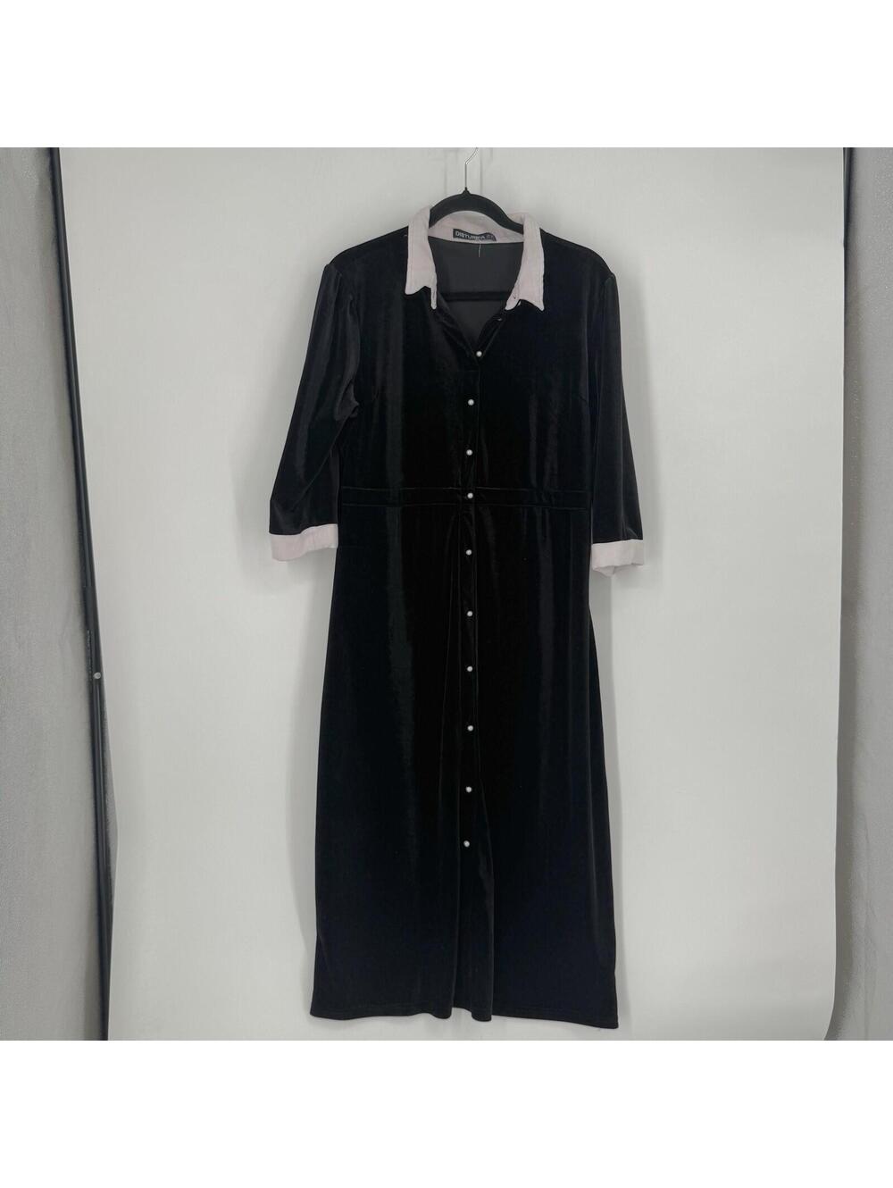 Disturbia dress 12 black long maxi velvet goth witchy halloween emo punk spooky